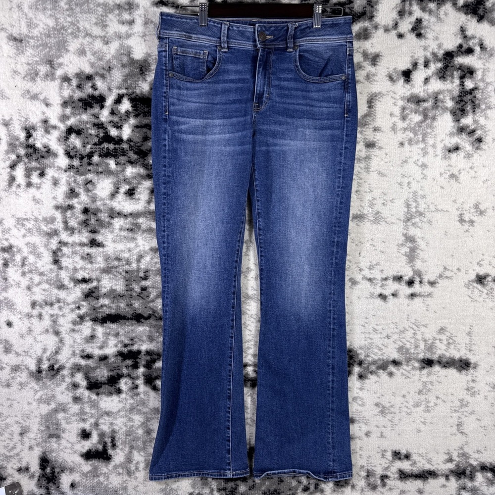 American‎ Eagle Kick Boot Jeans Womens Size 12 Long Stretch Flare Comfort Casual